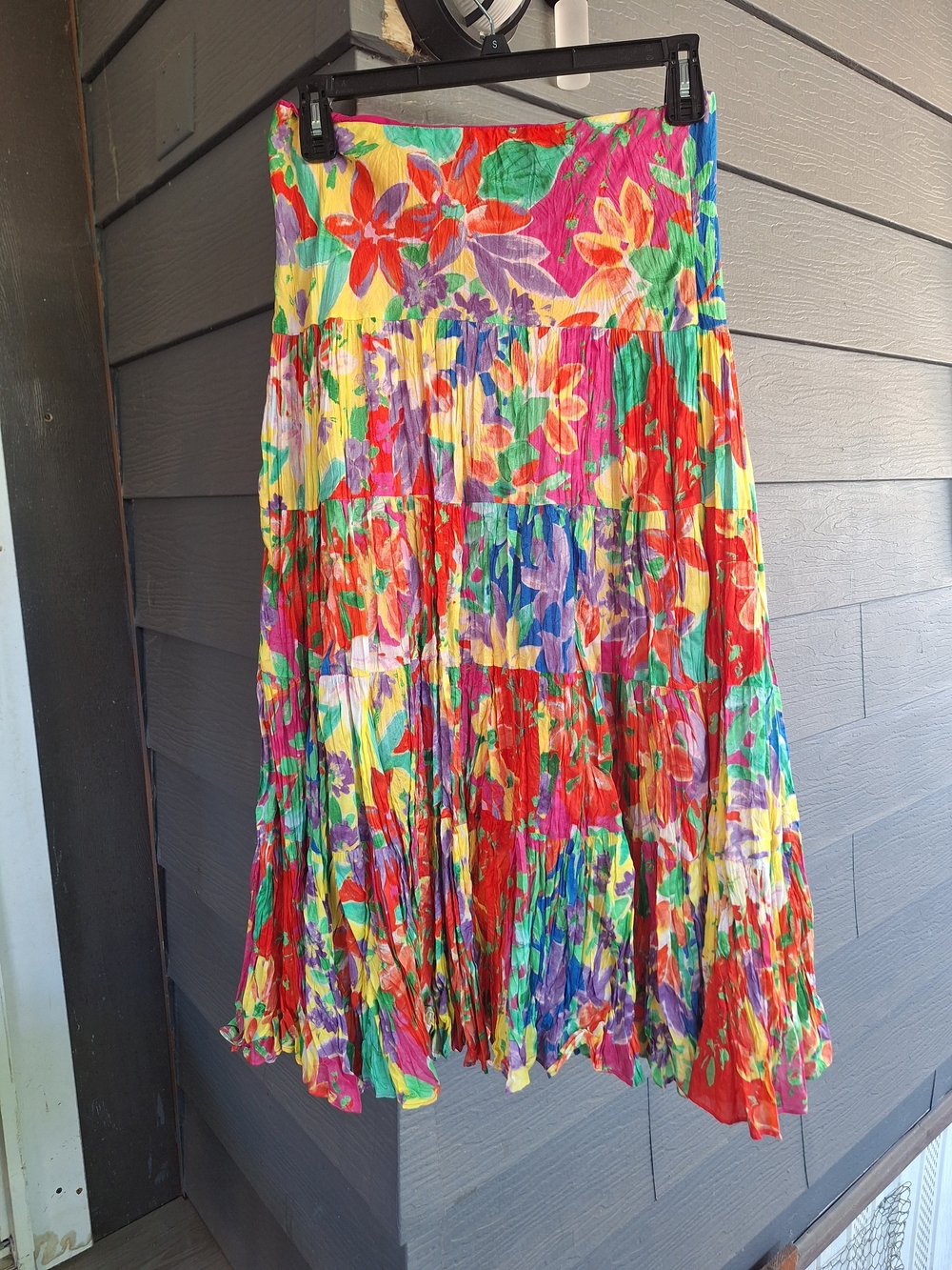 Ralph Lauren Vibrant Multicolor Floral Tiered Maxi Skirt